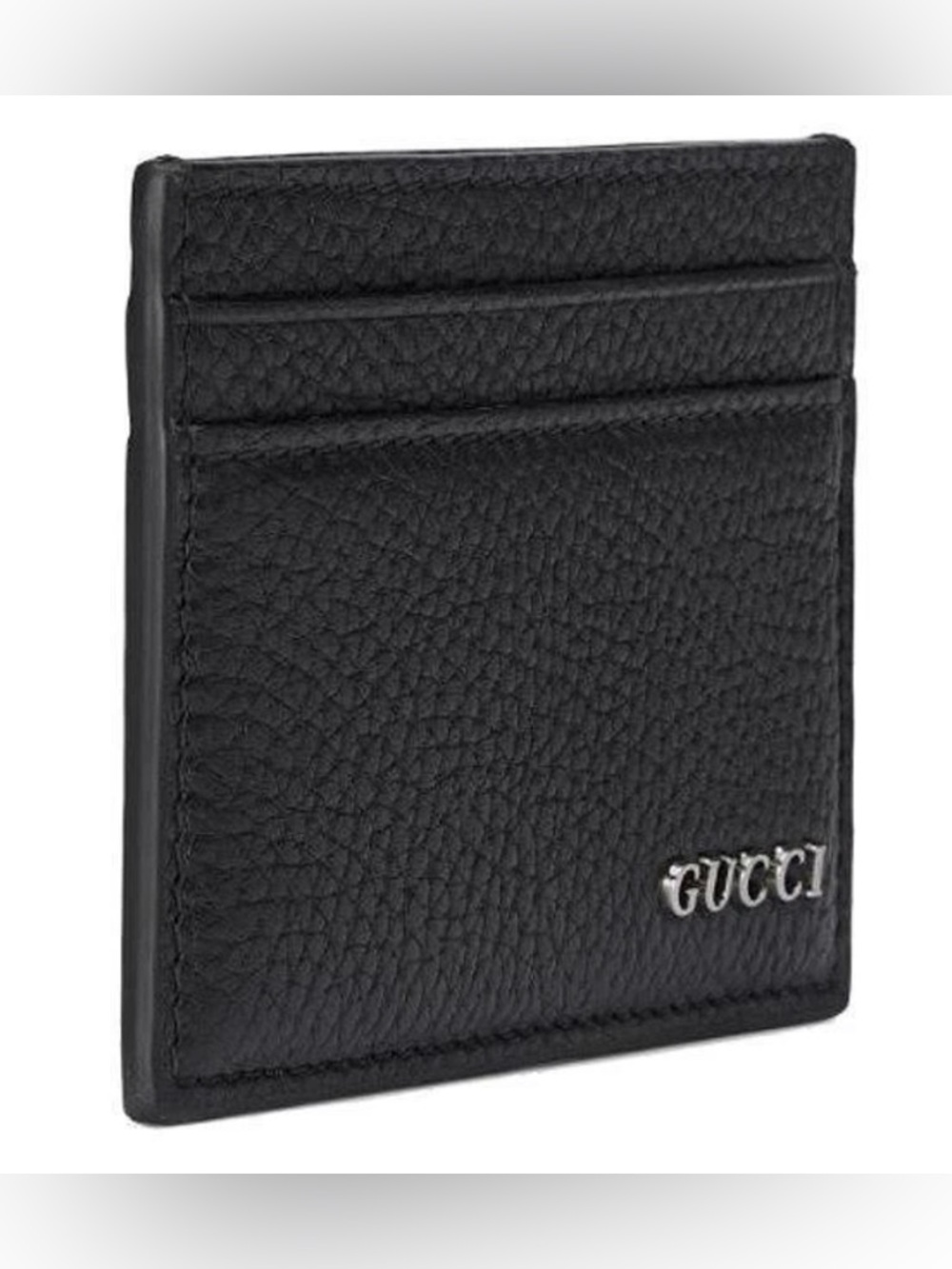 NEW GUCCI BLACK LEATHER LETTERING LOGO CARD CASE WALLET W/BOX - Picture 3 of 7